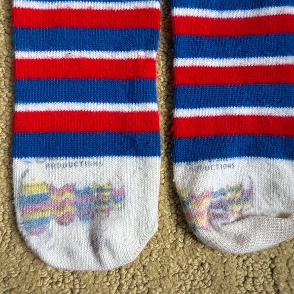 Vintage 70s Mickey Mouse USA Patriotic Tube Socks Red White Blue Disney Adult - Picture 3 of 5